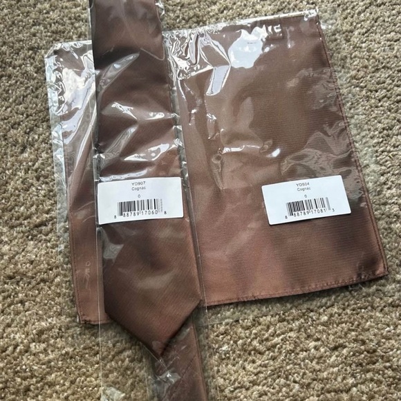 Cognac Tie and Pocket Square Set for groomsmen